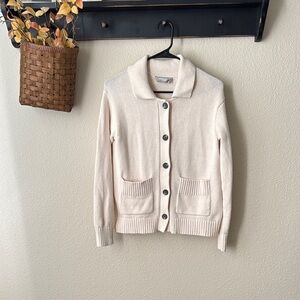 Everlane Cream Cotton Chore Sweater Jacket